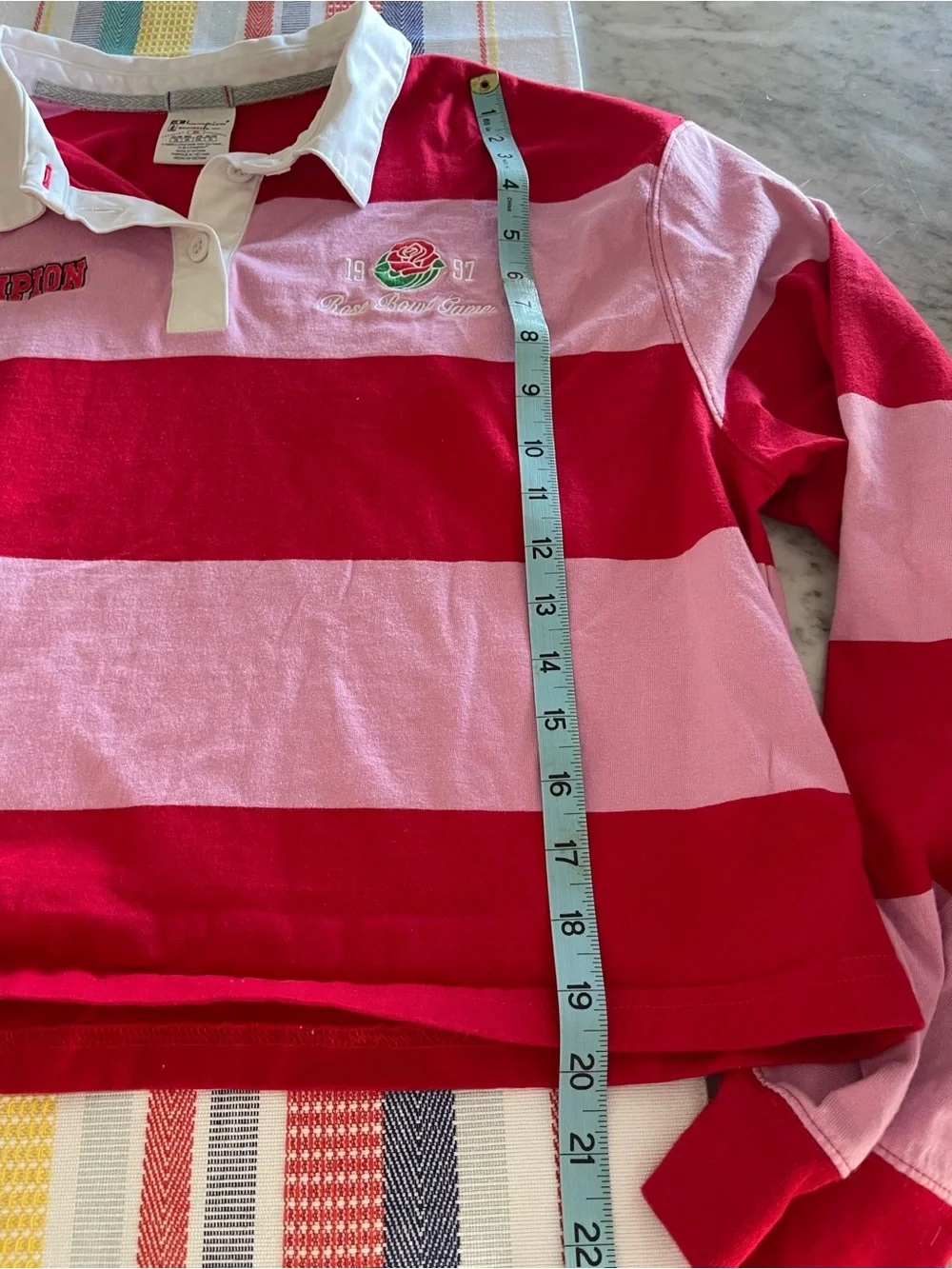 Champion red and pink striped rugby shirt - Picture 7 of 8